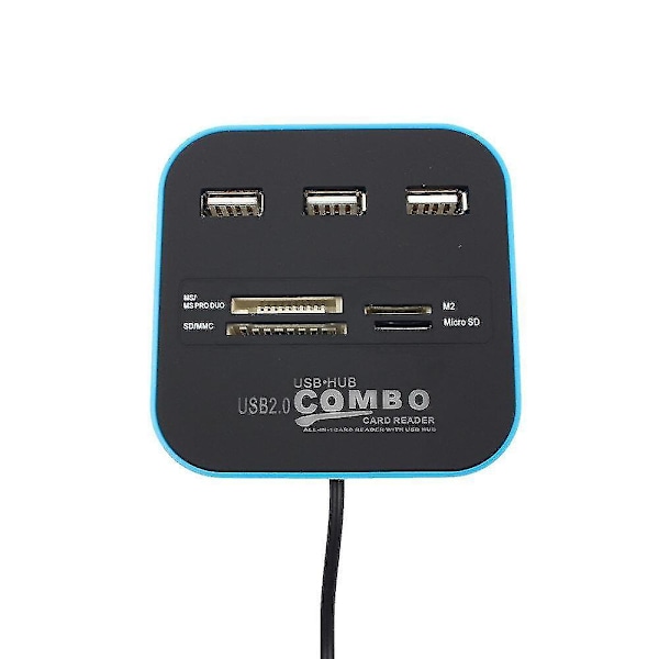 USB 2.0-hub Combo Allt-i-ett multi med 3 porte til MMC / M2 / MS til iPhone Xiaomi