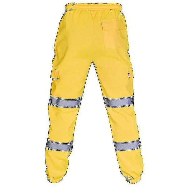 Aikuisten turvallisuustyöhousut Hi Vis Viz Visibility Training -housut elastisella vyötäröllä keltainen XL