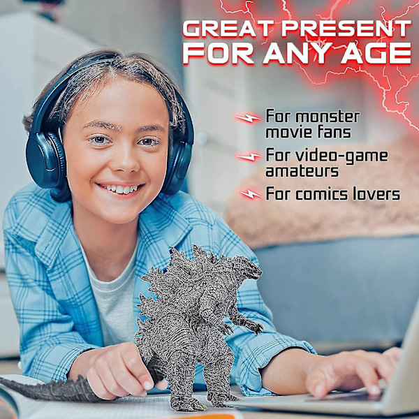 Kongernes Konge Legetøj - Godzilla Actionfigur - Dinosaur Legetøj Godzilla - Filmmonster Serien Godzilla. grey
