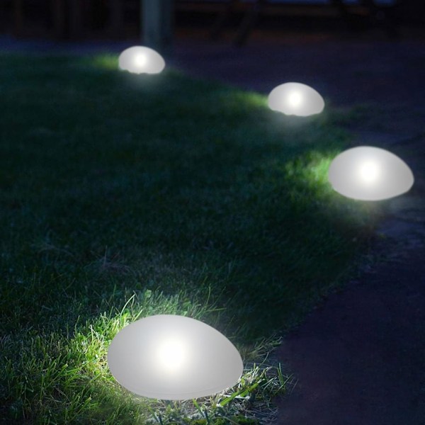 Vedenpitävät aurinkokennovalot puutarhaan, ulkokäyttöön, koristeelliset LED-kivet, 4 kpl, viileä valkoinen [YDE]