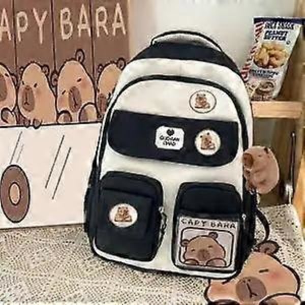 Skolväska Brun 2024 Capybara Ridge Stor Ryggsäck För Pojkar Och Flickor, Märkeskort Black Backpack
