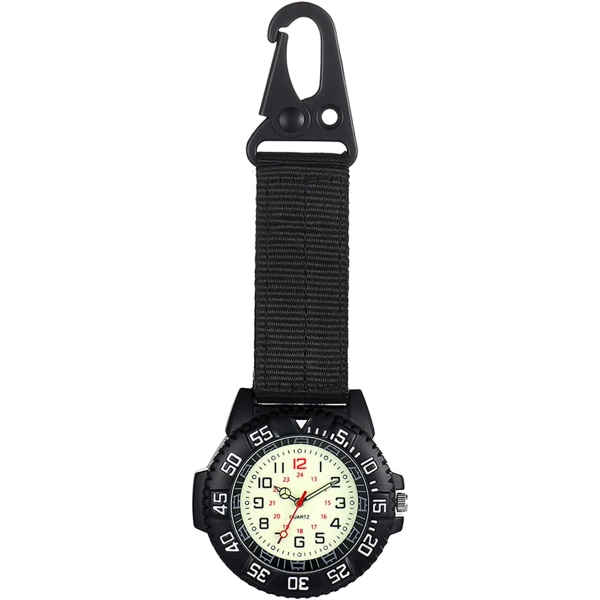 Menn Kvinner Ryggsekk Clip-on Klokke Fob Belte Watch Luminous Dial Lommeklokke Clip Watch for Klatring Leger Sykepleiere Utendørs, for Fars dag