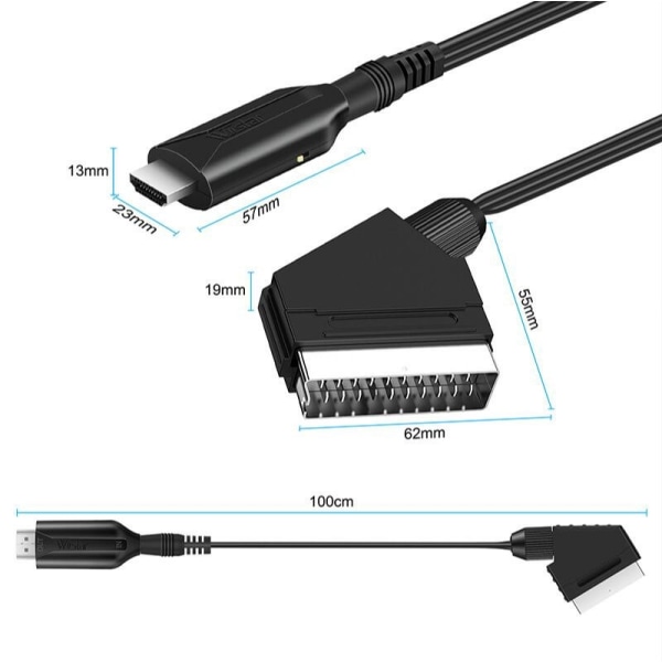 Scart til HDMI-konverter, Alt-i-én Scart til HDMI-adapter, 1080P