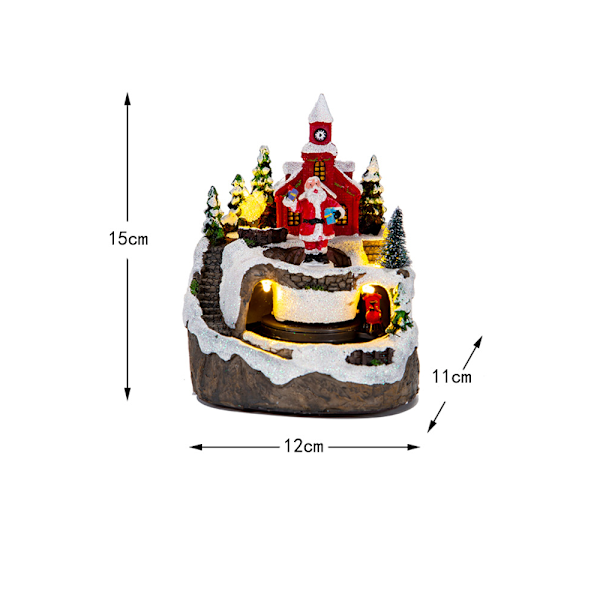 Resin Julkrubba Hus med LED-lampor, Julnattljus Musik Lysande Snögubbe Snöhus 1