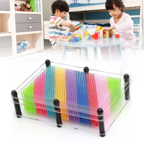 3d Pin Art Board Leksak Färgglad Forbättra fantasi Fantastiskt mønster Håndaftryk Pin Form for barn（Transparent）