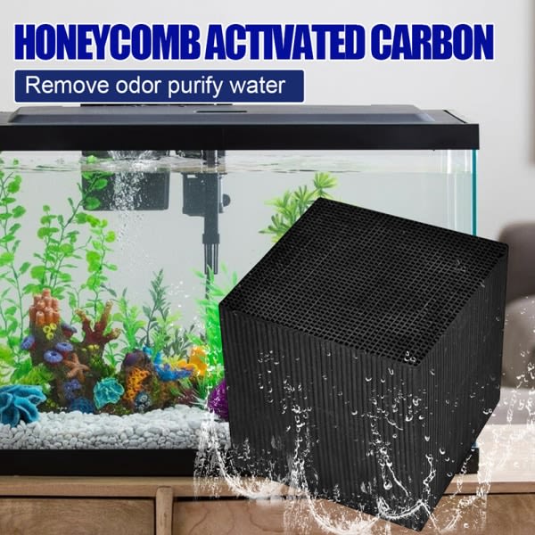 Activate Carbon Eco-Aquarium Vattenrenare Kuber Fish Tank Hole Cave Ultra Stark Filtrering Absorpsjon 100*100*100mm Med forpackning
