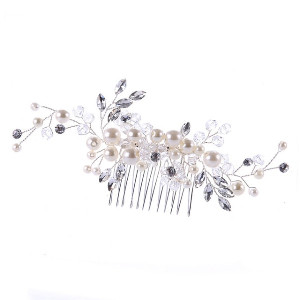 Bridal Tiara, Pearl Hair Comb, Silver Tiara