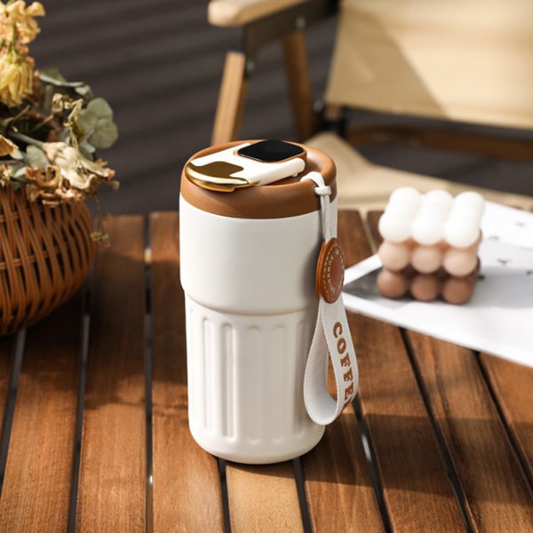 Kaffemugg med temperaturdisplay Bärbar vattenflaska i rostfritt stål för resor Silver Coffee