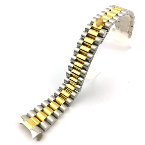 20 mm Solid Curved End President Shape Watch Arm Gold Silver