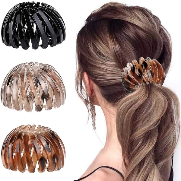 3. 2021 hårband Fågelbo form Automatisk hårklämma Hästsvanshållare Spännen Infällbara hårspännen för kvinnor tjejer