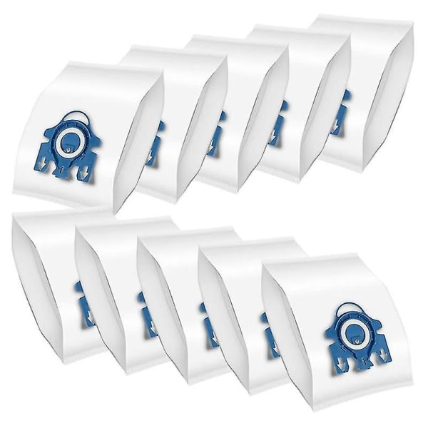 10st dammpåsar som är kompatibla med Miele Gn 3d Dammsugare Complete C3, Complete C2, Classic C1, S400, S600, S8 white blue