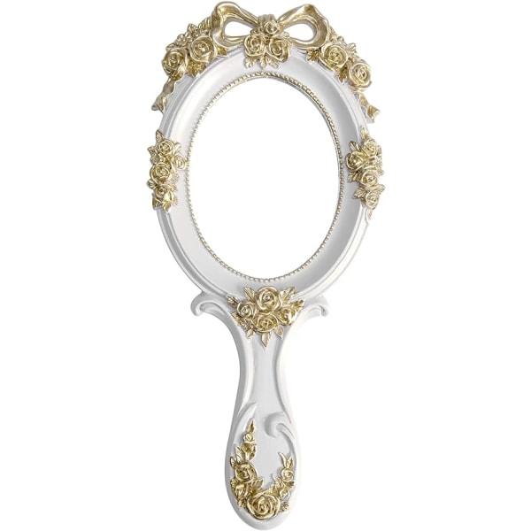 Vintage Decor Handhållen Spegel med Handtag - Princess Decor Handspegel White