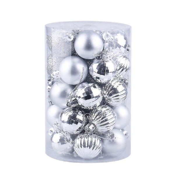 60 mm/2,36 tum Shatter Clear Ball Ornaments Rative Xmas Baubles Sett (34 Count, Silver)