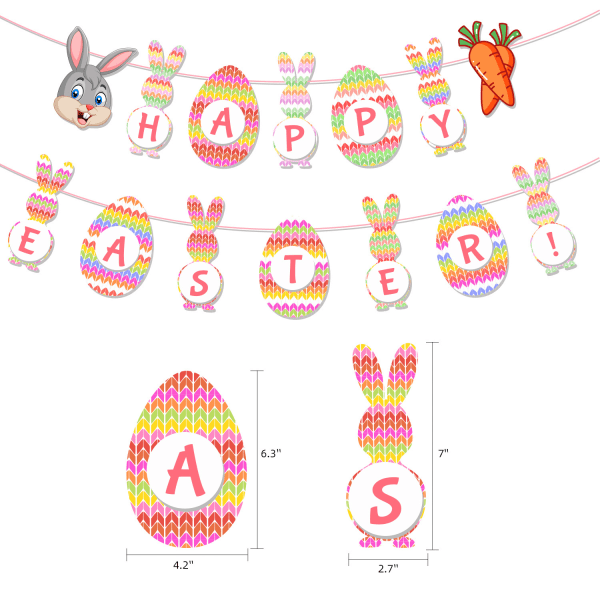 Glad påske banner hengende dekorativ kanin