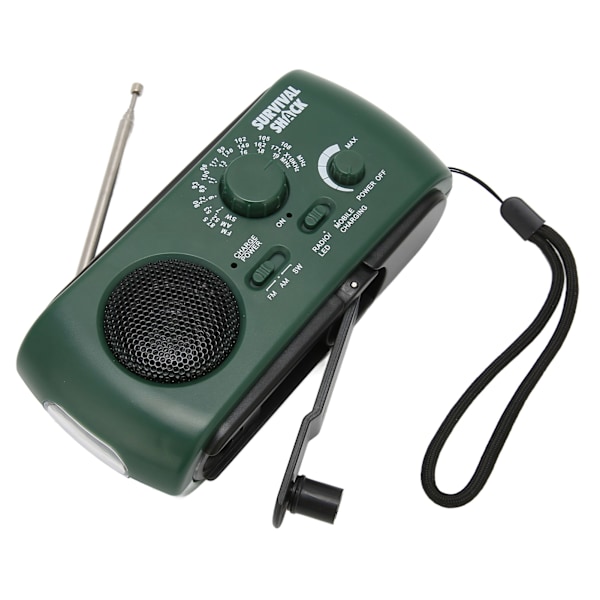 Handvevad Radio Bärbar Praktisk LED Ficklampa Utomhus Multiband AM/FM/SW Solcellsladdad Väderradio