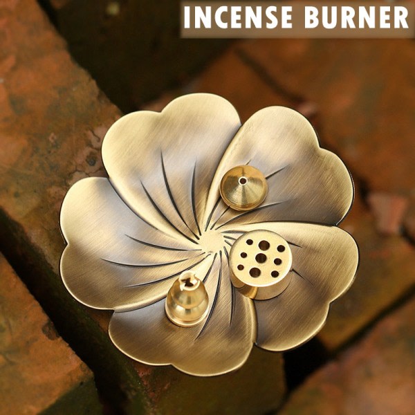 Rökelsehållare Askfångare af koppar med avtagbar rökelsehållare Retro blomformad dofttillbehör B