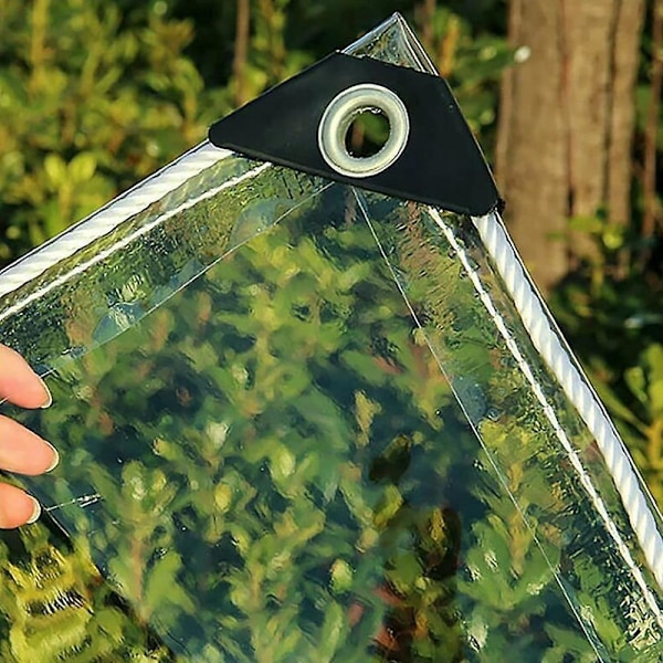1,5 x 1,8 m Utomhus Transparent PVC-Presenning med Öljetter - Vattentätt, Vindtätt, Rivsäkert Skydd för Växter