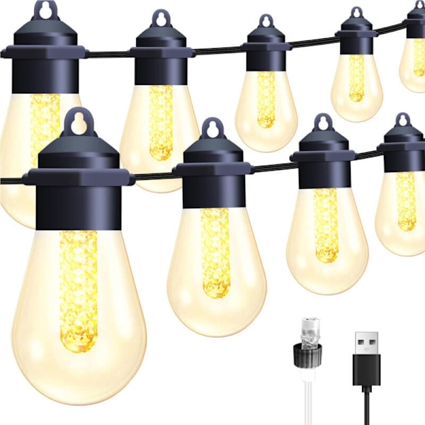 15m Ulkokäyttöön tarkoitetut aurinkokennovalot - E12-lamput - IP44 Vedenpitävä - Puutarha, Patio, Puun sisustus - 2200K Lämmin valkoinen[YDE]