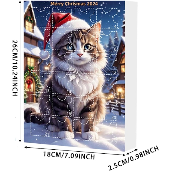 Katt-Adventskalender 2024, 24 Dager Julnedtelling med Søte Kattdukker, Juledekorasjon