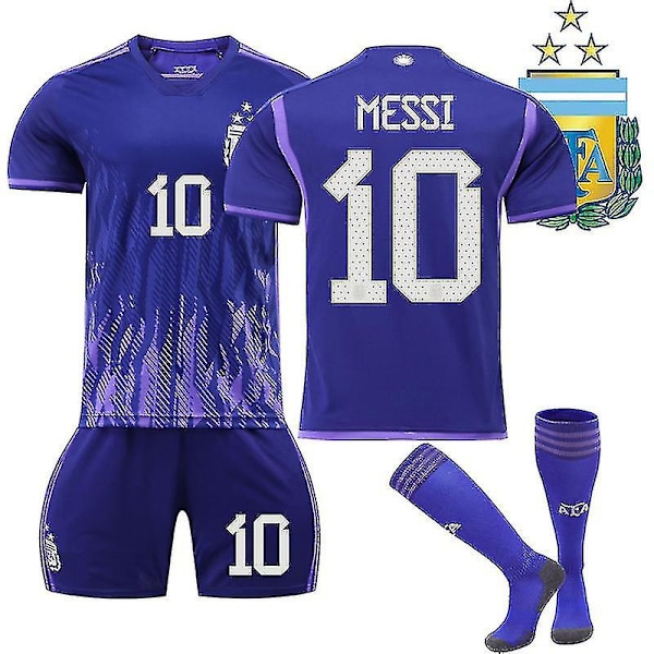 Argentina Champions Three Stars Away-tröja Messi 10 Kids 20(110-120CM)