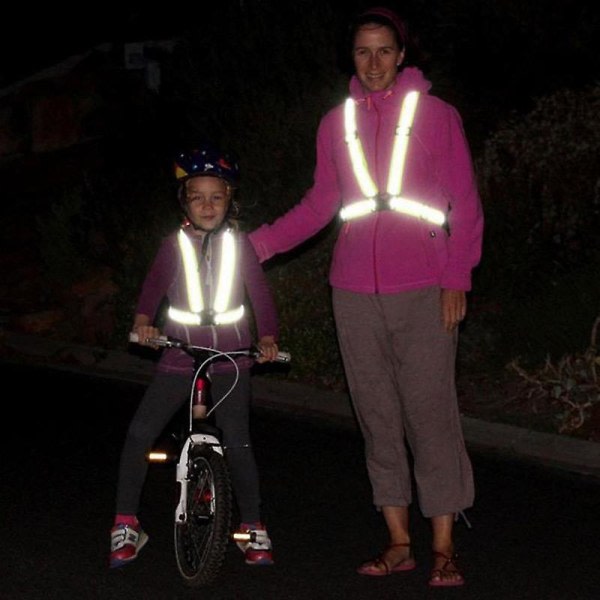 Reflekterende sikkerhedsseler Reflekterende løbeveste Cykelvest Justerbare reflekterende beskyttelsesjakker til voksne og børn 2 stk.