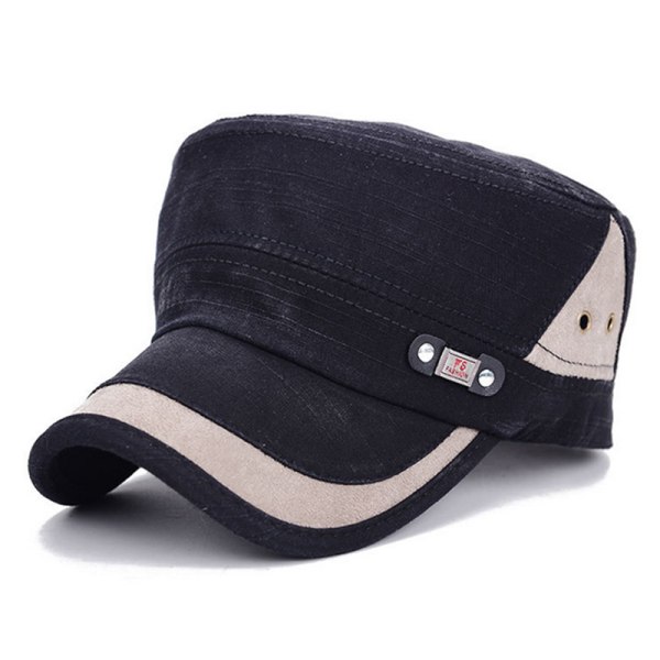 Muodikkaat ommeltu flat cap - Säädettävä sotilaslippis - Unisex - Black