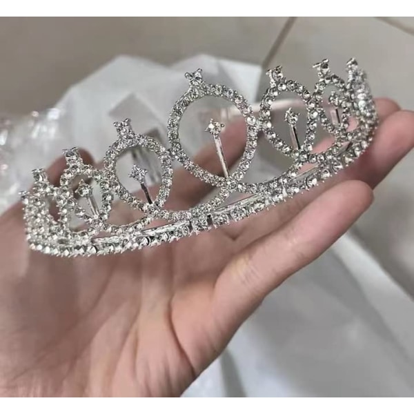 Silver Rhinestone Tiara Crown, Crystal Crown med kam för Bröllopsfest Bröllop Födelsedag Karneval Tjej Semesterfirande