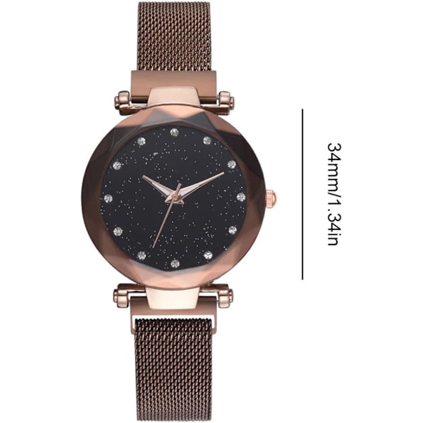 Damklockor Quartz Movement Armbandsur i rostfritt stål med Starry Sky Dial Coffee 1PC