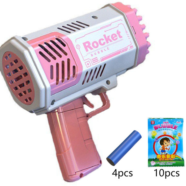 Søt 40 håls håndholder bubbelmaskine for barn Lätt bubbelblåsande leksak for pojkar Flickor Rosa 4 Cell 10 Vätska