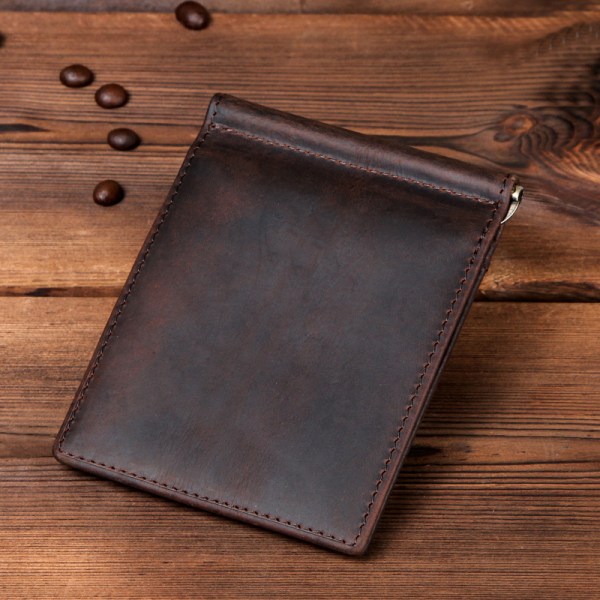 Short Men Money Clip Cow Leather Wallets