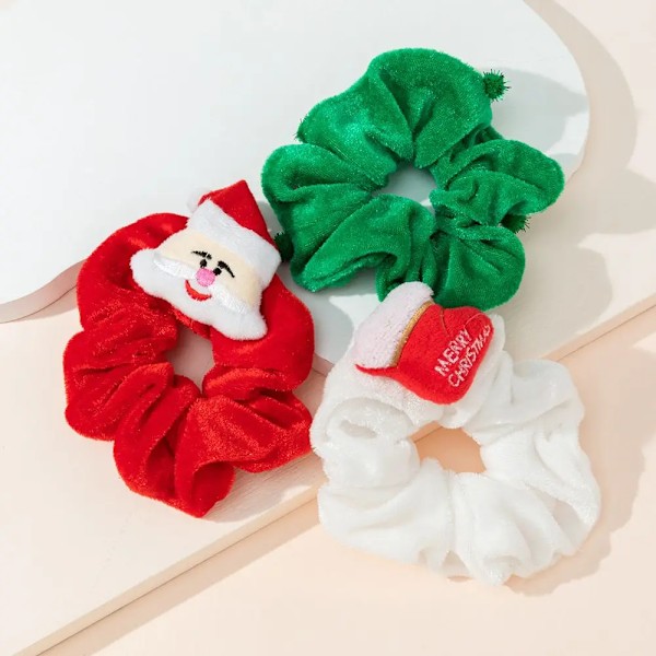 Julehår Scrunchies Elastiske Hårbånd Til Piger Jule Ponytail Holdere Jule Sammet Kvinder Hårtilbehør