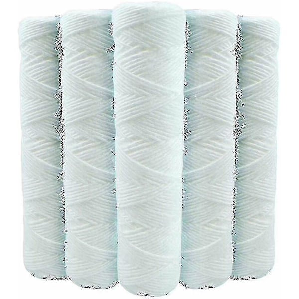Sett med 5 spiralformede vannfilterpatroner Anti Sediment 9 3/4 tommer 3/4 - 20 Mikron Kompatibel med 10 tommers filter Laget i Frankrike - Shlm