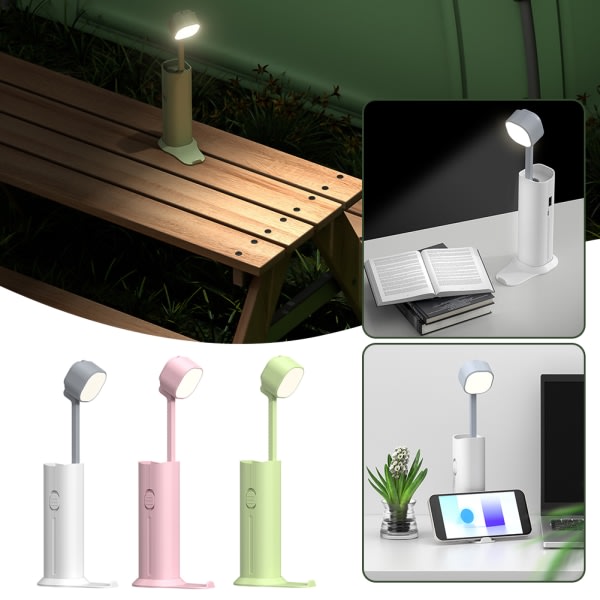 Multifunksjonell skrivebordslampe Ficklampa Slitstark personlig sengelampe for hemresekontoret Vit