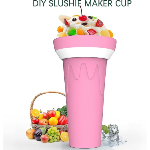 Slushie Maker -muki DIY Slushie Maker -jäämuki puristusmuki kesäjuoma smoothie-muki kaksinkertainen puristusmuki Slush Maker -muki lapsille ja aikuisille (vaaleanpunainen 500 ml)