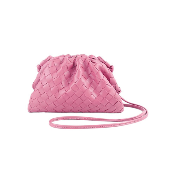 (c)PU Vævet Taske Satchel Cloud Mini Læder Clutch Taske Pink