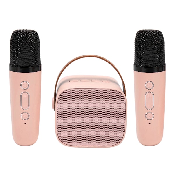 Mini Karaoke-setti, Kannettava Stereo Bluetooth-kaiutin 2 Langattomalla Mikrofonilla Lapsille ja Aikuisten, Jopa 512 Gt Tallennustilaa, Käsikäyttöinen Mikrofoni (Vaaleanpunainen) Pink