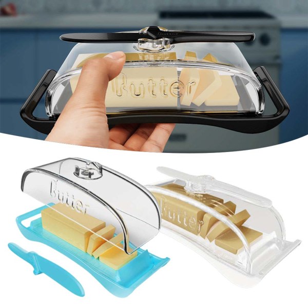 Plast Butters Skålar Med Lock Knivar Transparent Schack Förvaringslåda Kök Förvaringsmateriale Vit