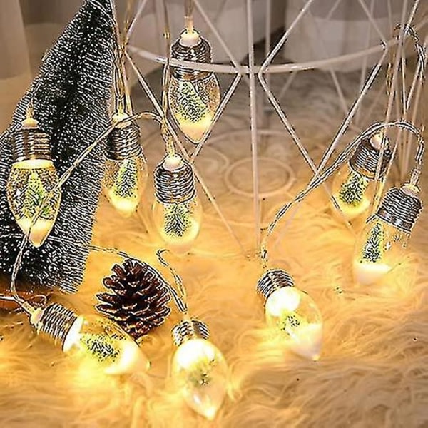 2 m julsnöklotsnöre med 10 LED Fairy Lights Julgransdekorationer Batteridrevet (varmvit)