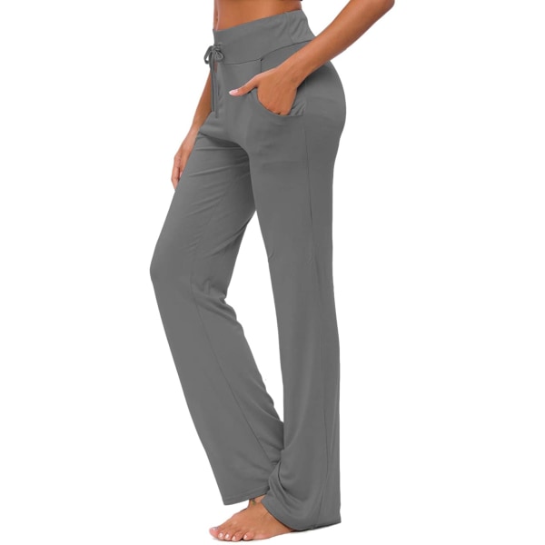 Kvinders yogabukser med lommer afslappede bukser，M
