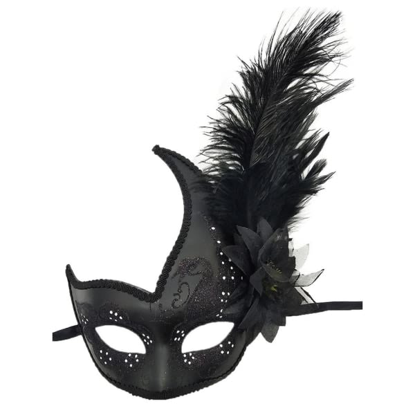 Kvinders Feather Masquerade Mask Venetiansk Halloween Mardi Gras Cos
