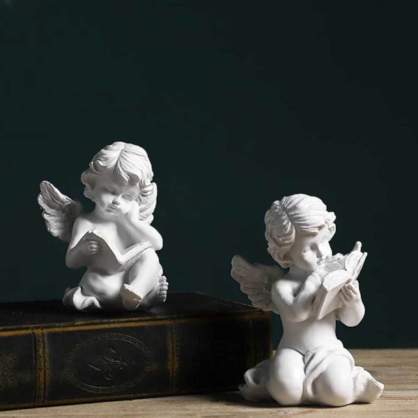 Cherub Angels Resin Hage Statue Figur Bedårende Ang