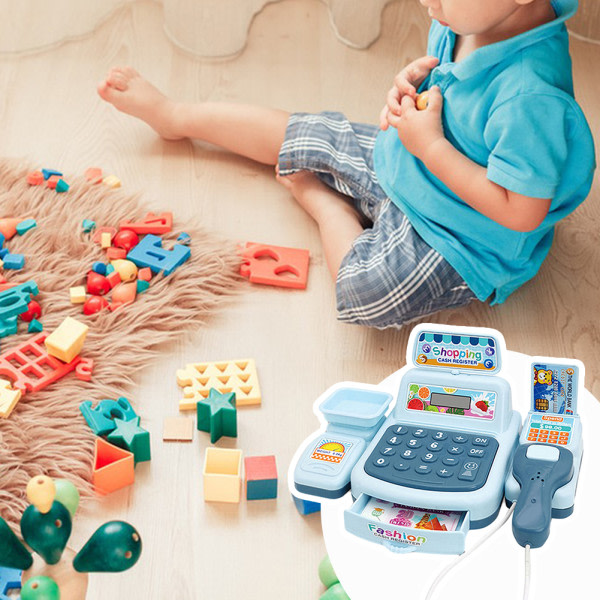 Lek Husleksak Supermarket Kassaapparat Leksak Multifunktionell pedagogisk leksak för förskolebarn Rosa