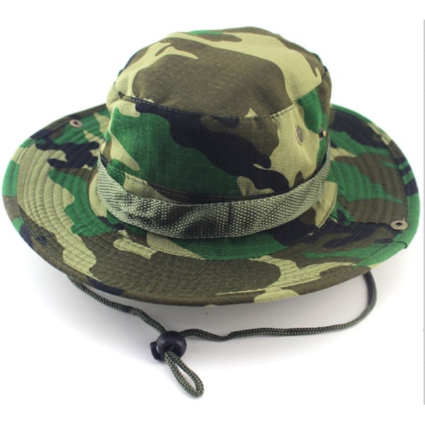 Mænd Casual Kasket Bred Rand Cap Militær Camo Hat Green - Chino Camo