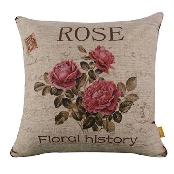 Vintage blommor/blomma linne dekorativt fodral overdrag hem soffa dekorativ (3 roser)