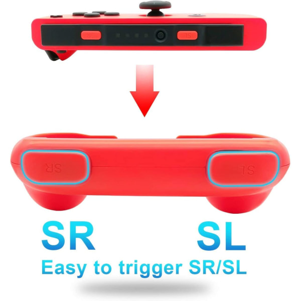 Kontrollgrepp för Joy Con-kontrollertillbehör - Blå och röd