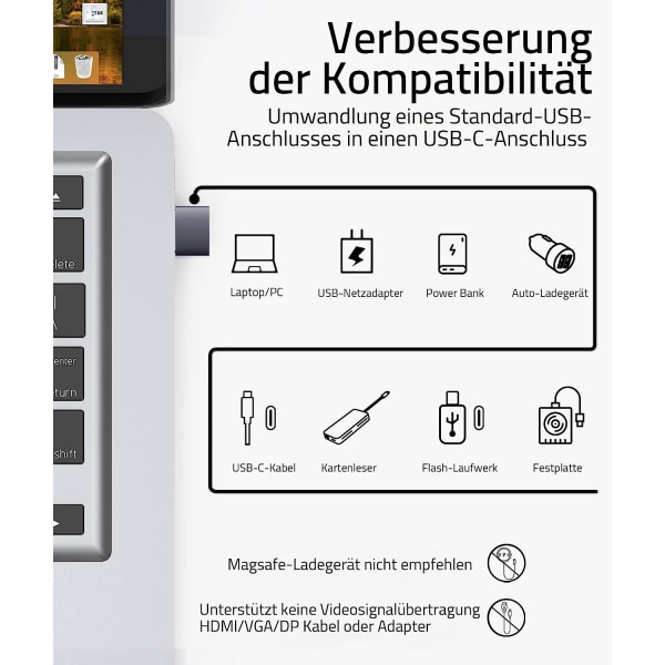 USB-C Female to USB Male Adapter (3-Pack) Aluminum body