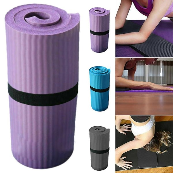 Yoga Pilatesmatta Tjock träningsgym Halkfri træningsmatta 15 mm Fitnessmatta Svart