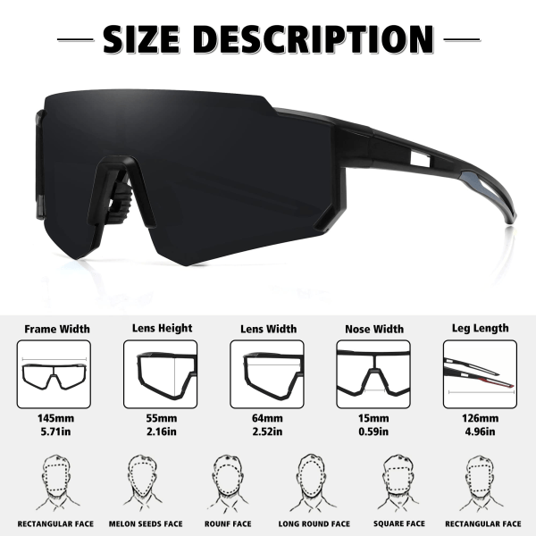 Polariserte sportssolbriller for menn Kvinner Kjøring Fiske Sykkel Terrengsykkel Solbriller UV400 beskyttelse