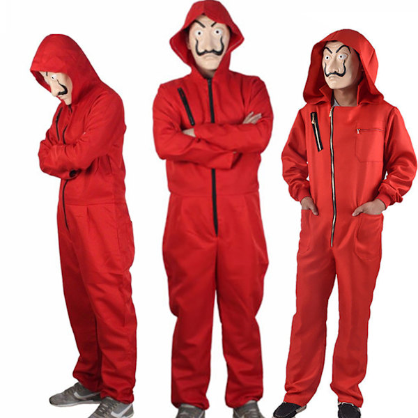 Salvador Dali Papirhuset Cosplay Penge Heist Jumpsuit + Maske M