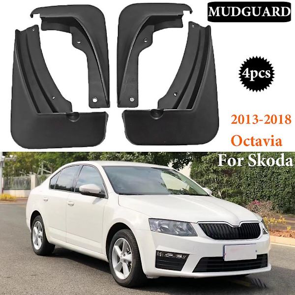 4x Bilskærme til Skoda Octavia A7 5E 2013-2018 Mudflaps Stænkskydd Mud Flap Mudguards Fender Foran Bag Car-styling